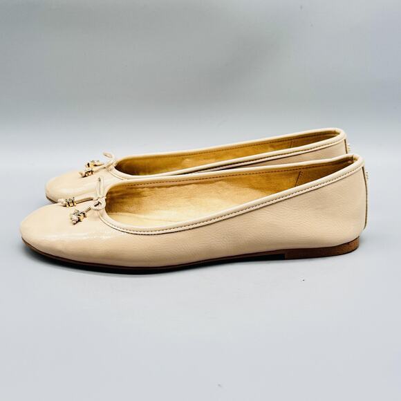 Sam Edelman Shoes Womens 8 Beige Leather Felicia Ballet Flats Bow Charm Slip On - Picture 5 of 12